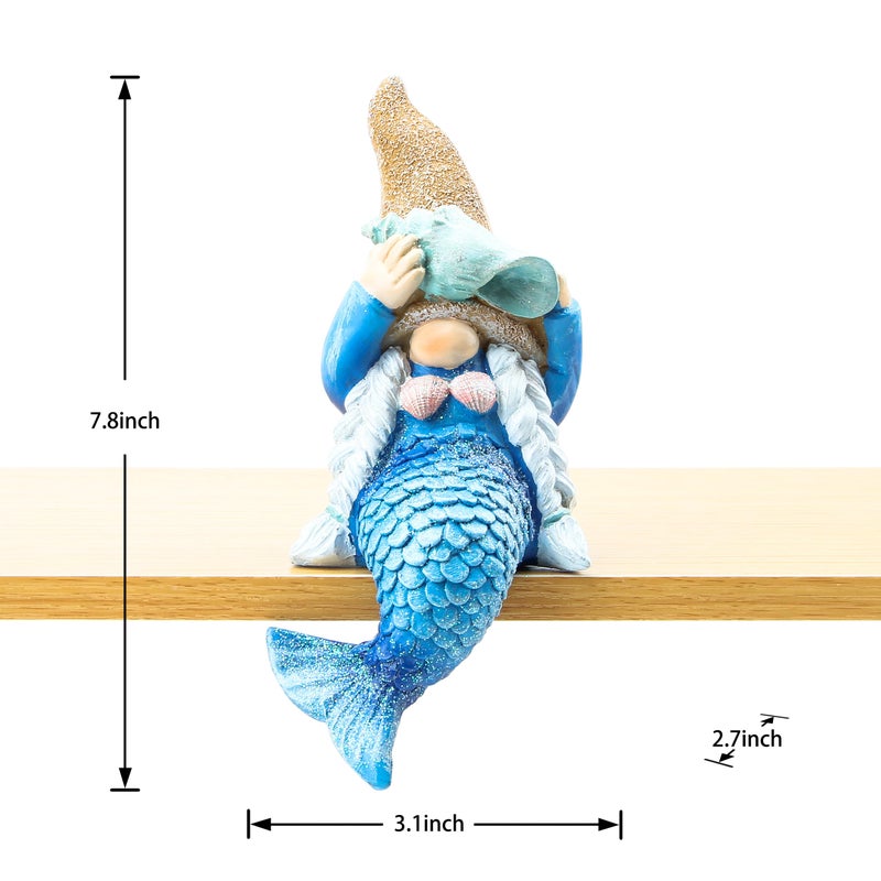 Leekung Mermaid gnome Statue Garden Decor,Beach Gnomes Figurine for Outdoor Indoor Patio Lawn Yard Porch Shelf Bookshelf Edge Table windowsill Decoration,Nautical Ocean Sculpture - Image 2